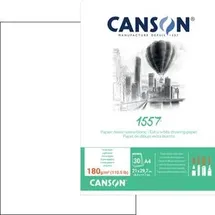 Canson 1557® Zeichenpapier kopfgeleimt, DIN A4 - 21 x 29,7 cm, 30 Blatt, 180 g/m2, leicht gekörnt