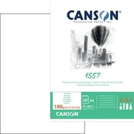 Canson 1557® Zeichenpapier kopfgeleimt, DIN A4 - 21 x 29,7 cm, 30 Blatt, 180 g/m2, leicht gekörnt