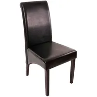 Mendler 2er-Set Esszimmerstuhl Küchenstuhl Stuhl M37 Leder, schwarz, dunkle