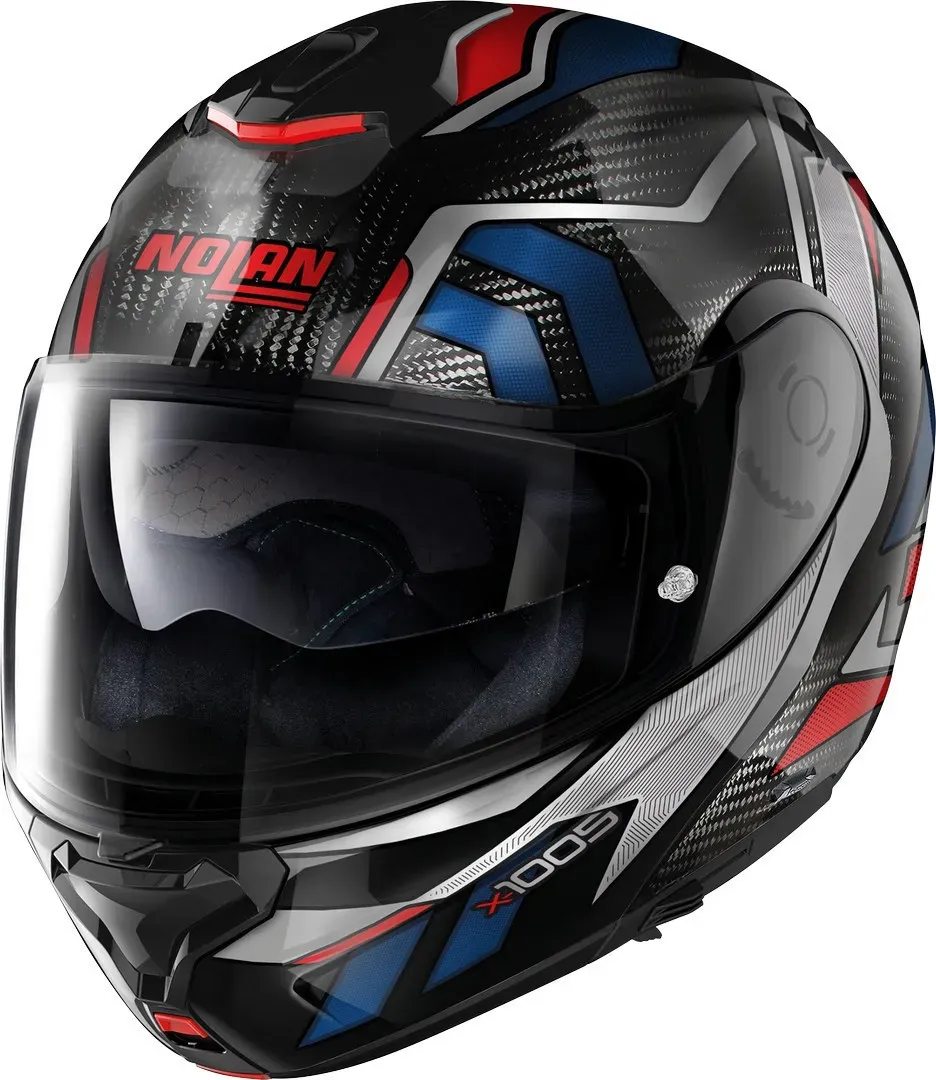 Nolan X-1005 Ultra Carbon Sandglas N-Com Klapphelm, schwarz-rot-blau, Größe S für Männer