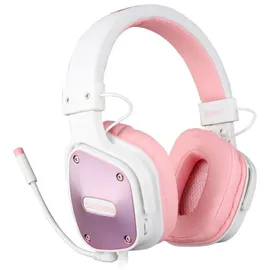 SADES Dpower SA-722 Gaming Headset, weiß/pink, 3,5 mm Klinke, kabelgebunden, Stereo, Over Ear, PC, PS4 u. 5, Xbox, Nintendo Switch