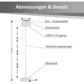 NORTHPOINT LED Solar Stehleuchte 122cm warmweiß