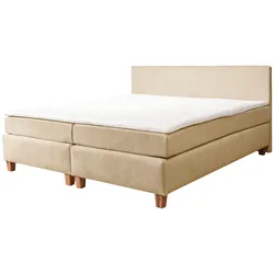 Boxspringbett ALINA, beige (beige tcm 12), B:181cm L:206cm, Struktur fein TCM (100% Polyester), Komplettbetten, Boxspringbett, inklusive Matratze und Topper, in diversen Ausführungen