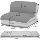 Mendler Schlafsessel HWC-E68, Schlafsofa Funktionssessel Klappsessel Relaxsessel, Stoff/Textil ~ hellblau
