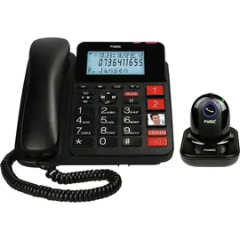 Fysic FX3960 - 'Schnurgebundenes Telefon mit Anrufbeantworter und kabellosem SOS paniekknop, zwart, Schwarz