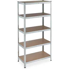 Relaxdays Schwerlastregal verzinkt, Traglast 875kg, 180x90x45 cm, 5 Böden, zum Stecken, Stahl, Lagerregal Keller, Silber