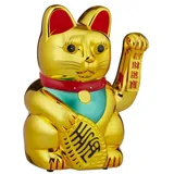 Relaxdays XL Winkekatze gold Gold,Grün,Rot