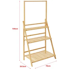 [en.casa] Pflanzenleiter 3-Ebenen 144 x 70 x 39,5 cm Natur