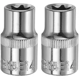 QUARKZMAN 1/2" x E14 Torx Bit Set, 2 Stück Torx Nuss Set Schrauber Sechskant Steckschlüsseleinsätze, Antrieb Tiefnuss Stern-Stecknuss für Auto Reparaturen Hauswartung DIY Handarbeit