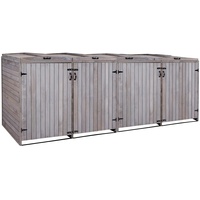 Mendler XL 4er-/8er-Mülltonnenverkleidung HWC-H74, Mülltonnenbox, erweiterbar 126x316x98cm Holz MVG ~ anthrazit-grau