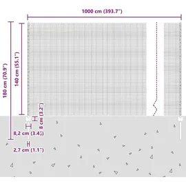 vidaXL Zaun mit Pfosten 1,4 x 10 m Grün/Stahl
