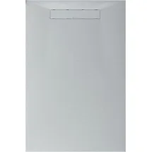 Bernstein Duschtasse LAVOA 90x160 cm Weiß matt flache Mineralguss-Duschwanne in Steinoptik mit Rutschhemmung, zuschneidbar, UV-beständig, hygienisch und inklusive Ablaufgarnitur sowie drehbarem Siphon