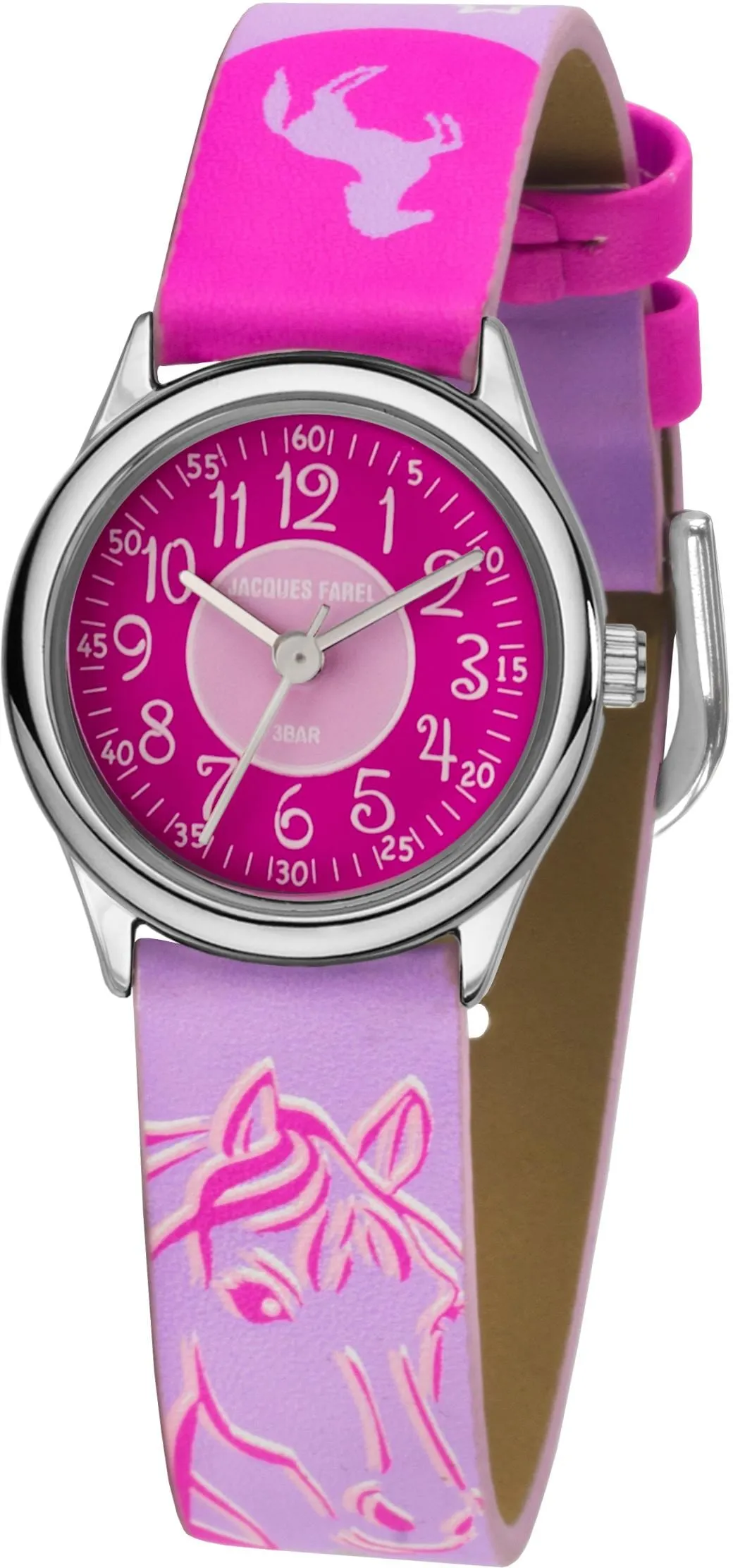 Quarzuhr JACQUES FAREL "Pferdeuhr, HCC 312" Armbanduhren pink (rosa, pink, weiß) Kinder Kinderuhren Armbanduhr, Kinderuhr, Mädchenuhr, Pferde, ideal auch als Geschenk