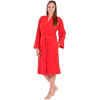 framsohn frottier Damenbademantel Jersey, Kurzform, Jersey, Kimono-Kragen, Gürtel, besonders leicht, Reisebademantel rot S
