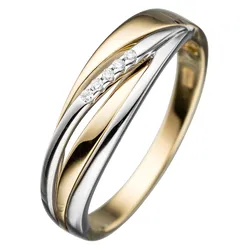 Diamantring JOBO Gr. 58, gelb (gelbgold 585), Fingerringe, Damen, 58, SI = kleine Einschlüsse, Diamanten Gelbgold 585 Weißgold 585, Diamanten, Gelbgold 585, Weißgold 585, Diamantring, 585 Gold bicolor mit 5 Diamanten