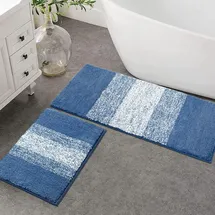 enyhom Mikrofaser Badteppich Set Blau rutschfeste Saugfähig