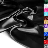 TOLKO 1m Glanz Satin Stoff Meterware als Modestoff Dekostoff Kostümstoff Gardinenstoff Vorhangstoff Hochzeitsstoff | Glitzer Satinstoffe zum Nähen Dekorieren | Nähstoffe 150cm breit (Schwarz)