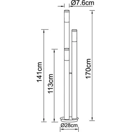 ETC Shop Säulenleuchte Edelstahl 170 cm E27 3er Set anthrazit