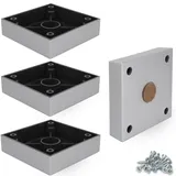 F!XBL Möbelfüße Möbelbeine 2,5 cm hoch mit Filzgleiter Modell Cuba Grande Möbelfüße Silber Eckig 4er Set