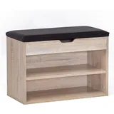 FineBuy Schuhbank 60 x 40 x 30 cm gepolstert geschlossen / braun