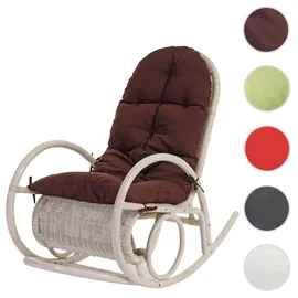 MCW Schaukelstuhl Queluz Baumwolle/Polyester 58 x 101 x 58 cm Weiß/Braun mit Wippstopper