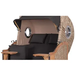 Mr. Deko Strandkorb Komplettset: Ammersee Teak Bullauge - PE shell - Modell 548