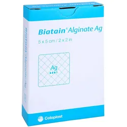 Biatain Alginate Ag Kompressen 5x5 cm mit Silber