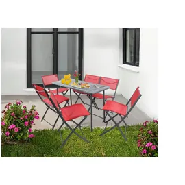 Möbel Kraft Gartenstuhl 6er Set Rot