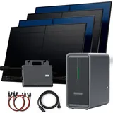 SUNNIVA® 2000W Balkonkraftwerk mit 2,24 kWh Speicher MARSTEK B2500-D, BIFAZIAL FULLBLACK komplett Steckdose, PV Solaranlage Komplettset mit TSUN, 4x 500W N-Type Glas Bifacial Module