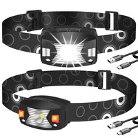 BORUIT G7 Stirnlampe LED Wiederaufladbar, Rotlichtlampe USB Sensor 2 Stück Aufladbar Kopflampe IPX6 Wasserdichte mit 5 Modi Stirnlampen für Camping, Laufen, Angeln, Joggen