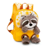 NICI Rucksack mit Plüschtier 21x26cm Waschbär 25cm gelb