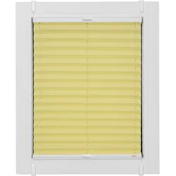 Plissee SUNLINES "One Size Style Crepe", gelb (zartgelb, weiß, weiß), B:70cm H:100cm, Obermaterial: 85% Polyester, 15% sonstige Fasern, Plissees, Zubehörfarbe weiß, zum Klemmen
