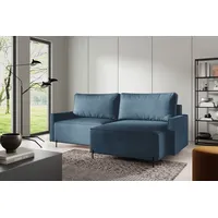 3 Sitzer Ecksofas in L-Form ANTONIO EVER L, Ottomane rechts/links, Schlaffunktion & Bettkästen, Eckarniutur, Couch in Bouclé - Optic Türkis/ Blau - Blau