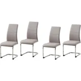 Hti-Living HTI-Line Schwingstuhl 4er Set PU cappuccino SallyC Freischwinger Esszimmerstuhl Kunstleder