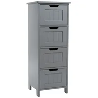 Relaxdays Badezimmerschrank mit 4 Schubladen 30 x 82 x 30 cm Grau