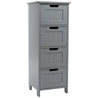 Relaxdays Badezimmerschrank mit 4 Schubladen 30 x 82 x 30 cm Grau
