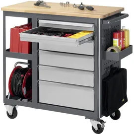 Stier Fahrbare Werkbank mit 6 Schubladen und 2 Fachböden BxTxH 960x450x950 mm
