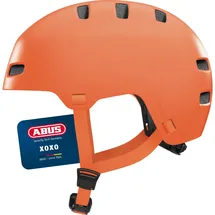 ABUS Fahrradhelm XOXO - Cityhelm im Skater-Look - Helm für Skateboard, Fahrrad, Scooter - mit optimiertem Kinnpolster - für Jugendliche und Erwachsene - Größe L, Mono orange