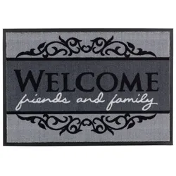 Fußmatte ASTRA "Homelike 004, Welcome" Gr. 15, grau, B:50cm H:7mm L:70cm, Kunstfaser, Teppiche, Schmutzfangmatte, mit Spruch, waschbar, In -und Outdoor geeignet