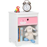 Relaxdays Kindernachttisch Schwan 32 x 41 x 31 cm Holzwerkstoff weiß/rosa