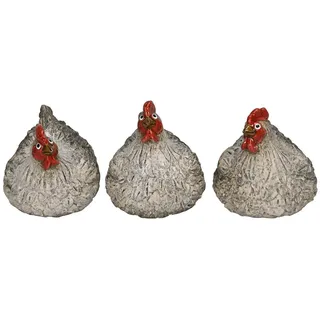 finehomegarden Osterfigur Huhn Henne Steingut 3fach sort. creme-natur Landhaus Deko (3 St), Ø10x9cm H11cm Osterdekoration Wohnbereich Ostern