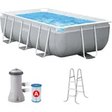 Intex Pool SET Familienpool Gerahmter Pool, Rechteckig, 3539 l Grau Child 26784