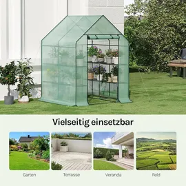 Woltu Foliengewächshaus Metall Grün Folie 143 mm 2,04 m2