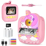 Sofortbildkamera Kinder,Kinderkamera,48MP &1080P Bildschirm Digitalkamera Kinder mit 32GB TF Karte,Druckpapier, Kinder Kamera Geschenk für Kinder 3-12 Jahre