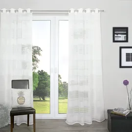 decolife Gardine »Estelle« Ösen 1 Stk. tlg. Ösenschal mit Blockstreifen weiß decolife weiß