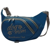 Tierisch-tolle Geschenke Dog Mom Bauchtasche Leckerlie -Tasche mit Wunschnamen personalisiert | Hundetraining | Leckerlie Beutel (Blau/Braun)