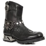 rackbone DJFOG Herren-Ritterstiefel, Biker-Stiefel, kurze Reitstiefel, mittelalterliche PU-Leder-Steampunk-Stiefel mit Totenkopf-Dekoration – Vintage-Stickerei, Western-Cowboy-Stiefel,Schwarz,41 EU - 41 EU