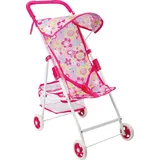 Small Foot Company small foot Puppenbuggy in Pink aus Metall und Stoff, mit gummierten Rädern, Korb und Sonnenschutz, ab 3 Jahren, 4036