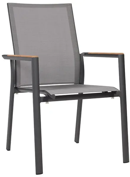 Stapelsessel Nashville eisengrau - Armlehne Teak