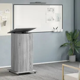 vidaXL Rednerpult mit Rollen & Schublade Grau Sonoma 55x55x107 cm